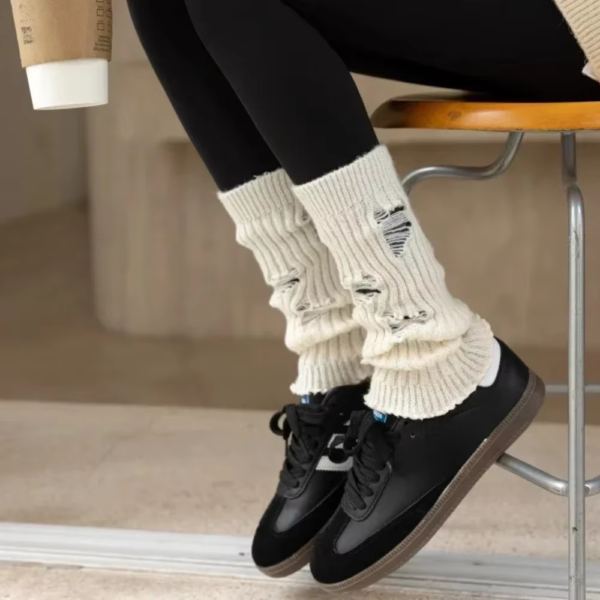 Lolita Long Socks Women Leg Warmers Knitted Warm Foot Cover White Arm Warmer Ladies Autumn Winter Crochet Socks Boot Cuffs - Image 16