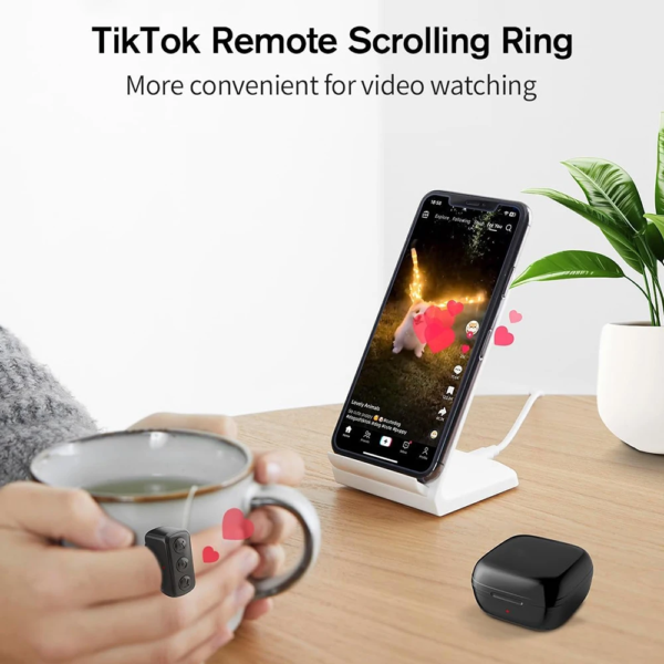 Phone Remote Control Page Turner Bluetooth Compatible Scrolling Ring for Tiktok Kindle App Phone Video Recording Controller - Image 4