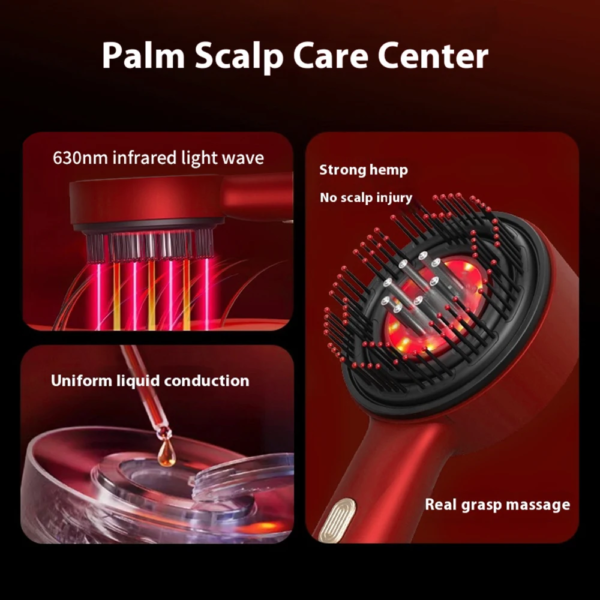 Electric Massage Comb Vibration Red Light Hair Growth Massage Scalp Brush anti Hair Loss Liquid Oil Applicator - Image 7