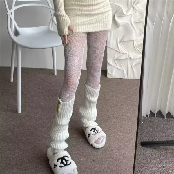 Lolita Long Socks Women Leg Warmers Knitted Warm Foot Cover White Arm Warmer Ladies Autumn Winter Crochet Socks Boot Cuffs - Image 6
