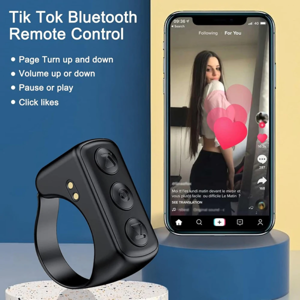Phone Remote Control Page Turner Bluetooth Compatible Scrolling Ring for Tiktok Kindle App Phone Video Recording Controller - Image 3